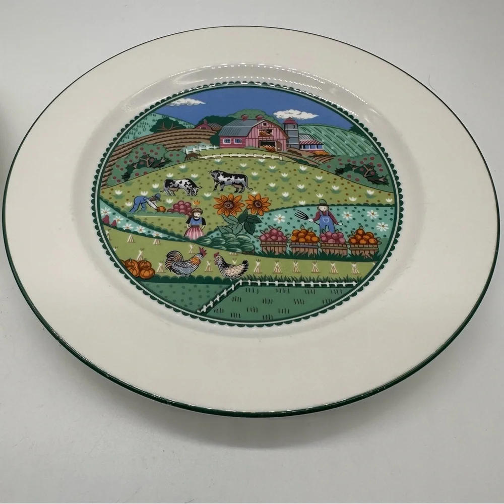 Noritake 2 Vintage Impromptu Country Fences Pattern 7920 Ceramic Salad Plates